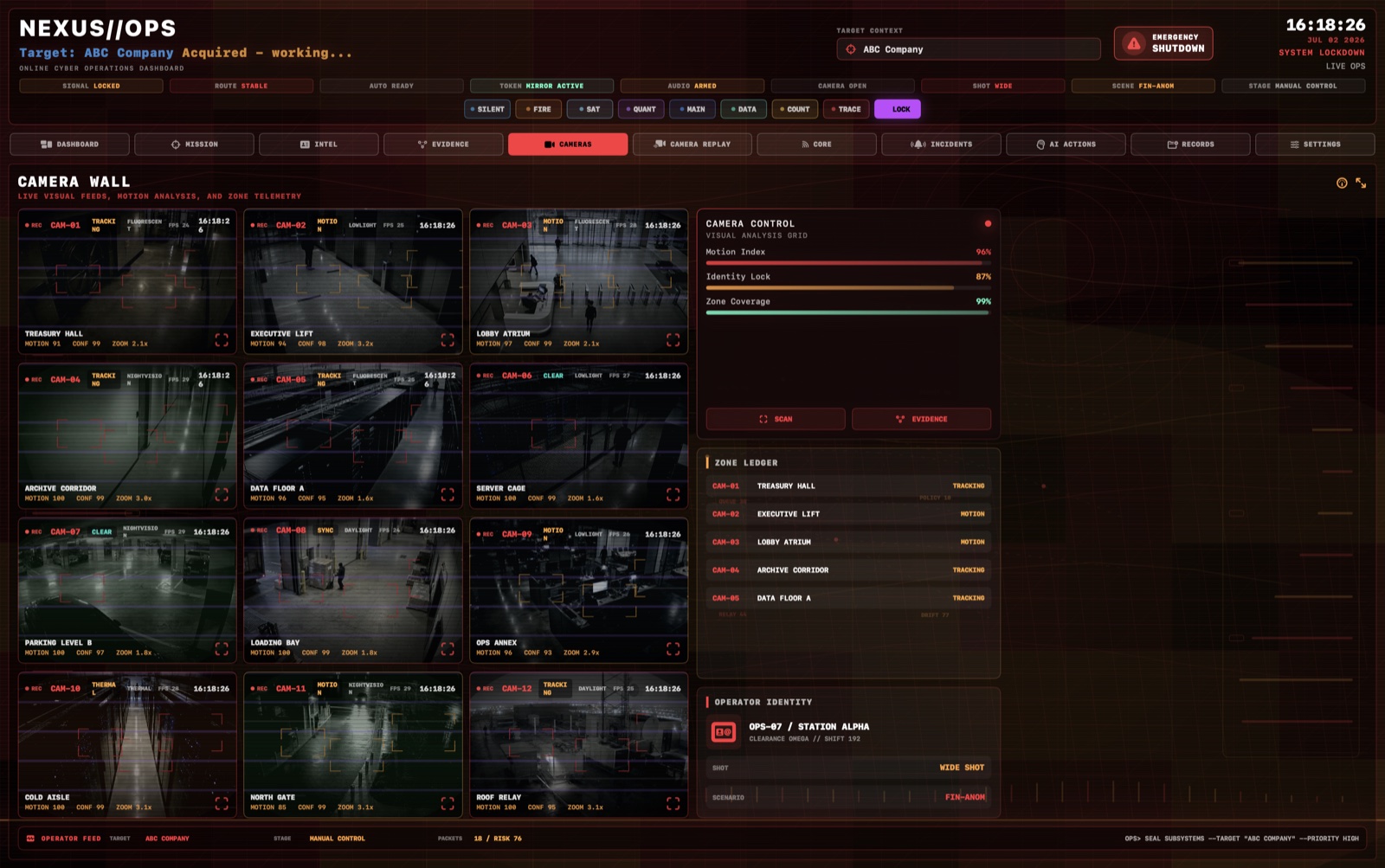 NEXUS OPS Camera Wall deck screenshot