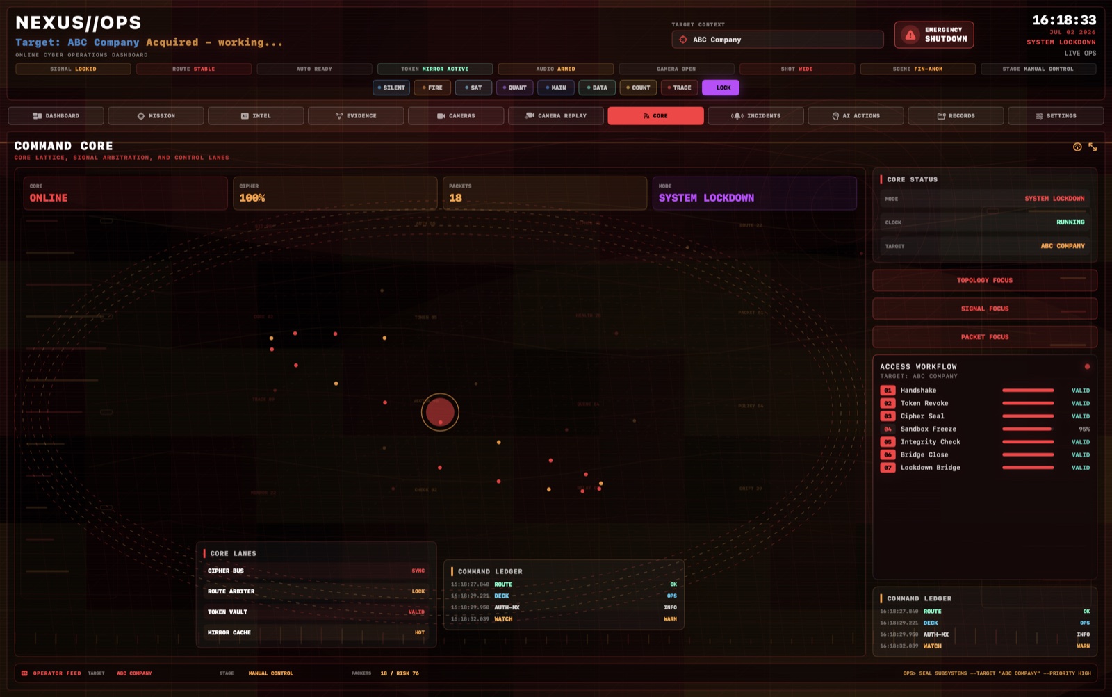 NEXUS OPS Command Core deck screenshot