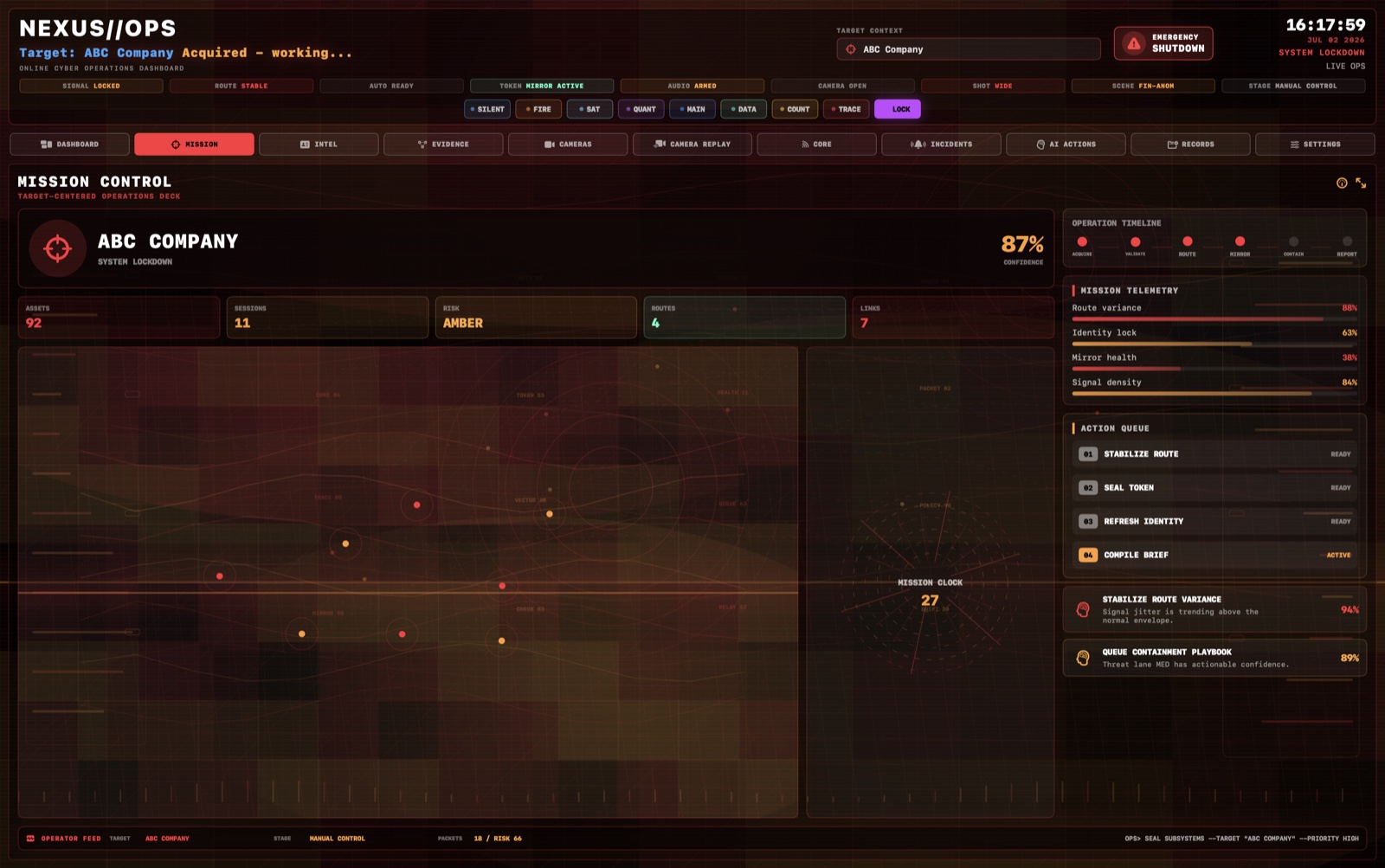 NEXUS OPS Mission Control deck screenshot