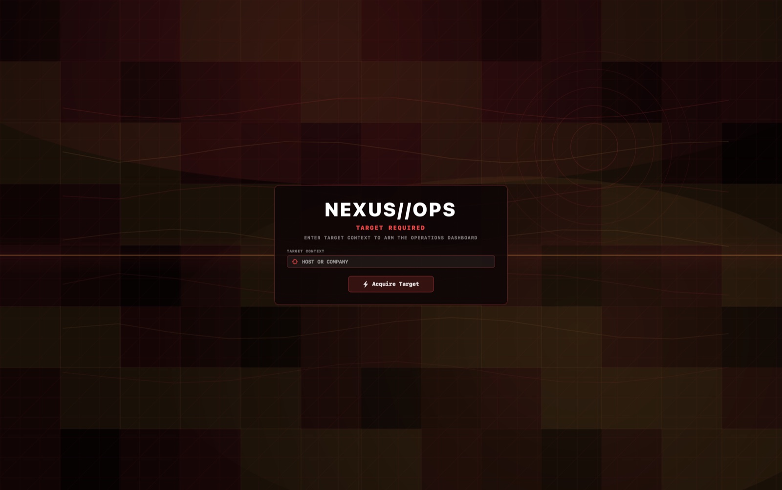 NEXUS OPS target required screen screenshot