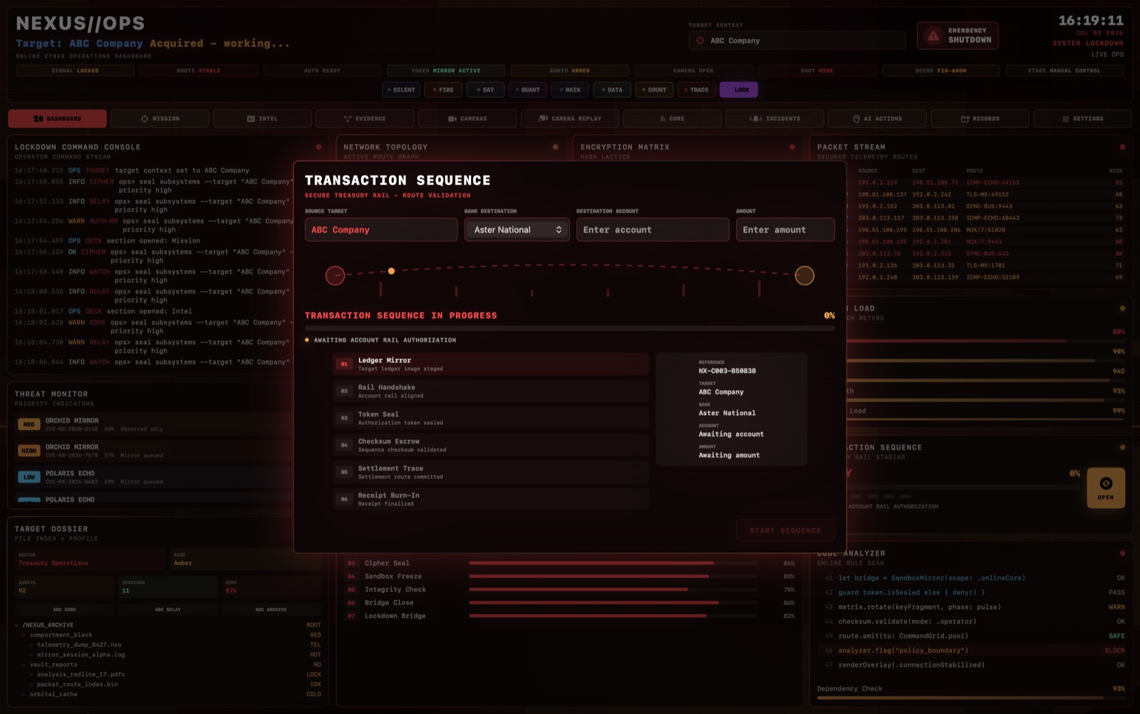 NEXUS OPS Transaction Sequence overlay screenshot